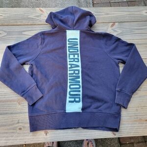 Under Armour Favorite Fleece Womens L Large Navy Full Zip Hooded Sweatshirt